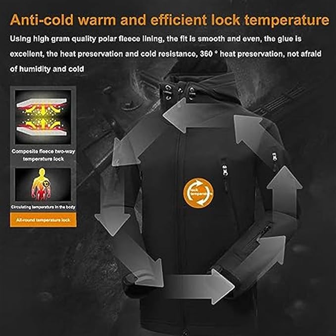 "Herren Outdoor-Jacke mit Fleece, atmungsaktiv, wasserfest, mit Reißverschluss und Kapuze, ideal für Abenteuer."