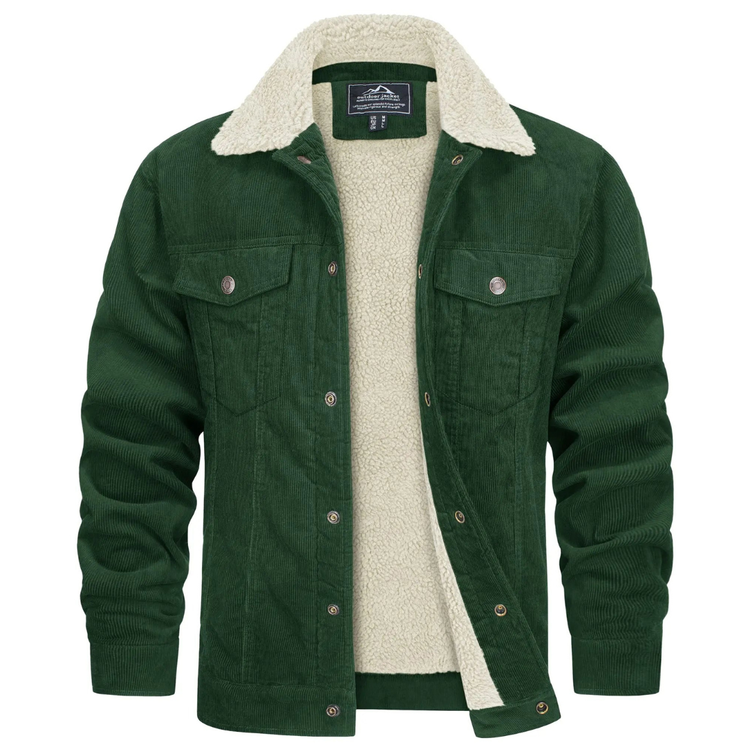 Herren-Winterjacke, stilvolles Button Down Design, klassische Knopfleiste, eleganter Look, optimaler Wärmeschutz.
