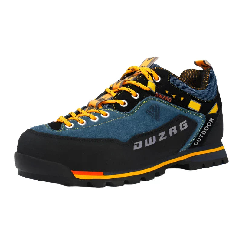 "Hochwertige Herren Wander Schuhe, robust, ideal für Outdoor-Abenteuer, mit anpassbarer Schnürung, blau/gelb, grau/rot"