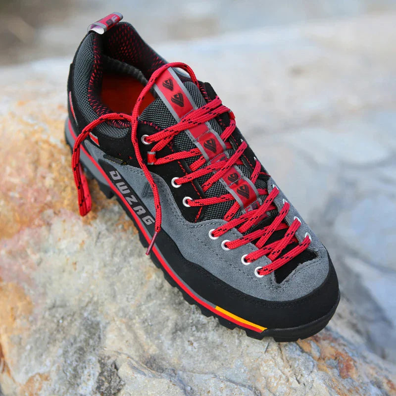 "Hochwertige Herren Wander Schuhe, robust, ideal für Outdoor-Abenteuer, mit anpassbarer Schnürung, blau/gelb, grau/rot"