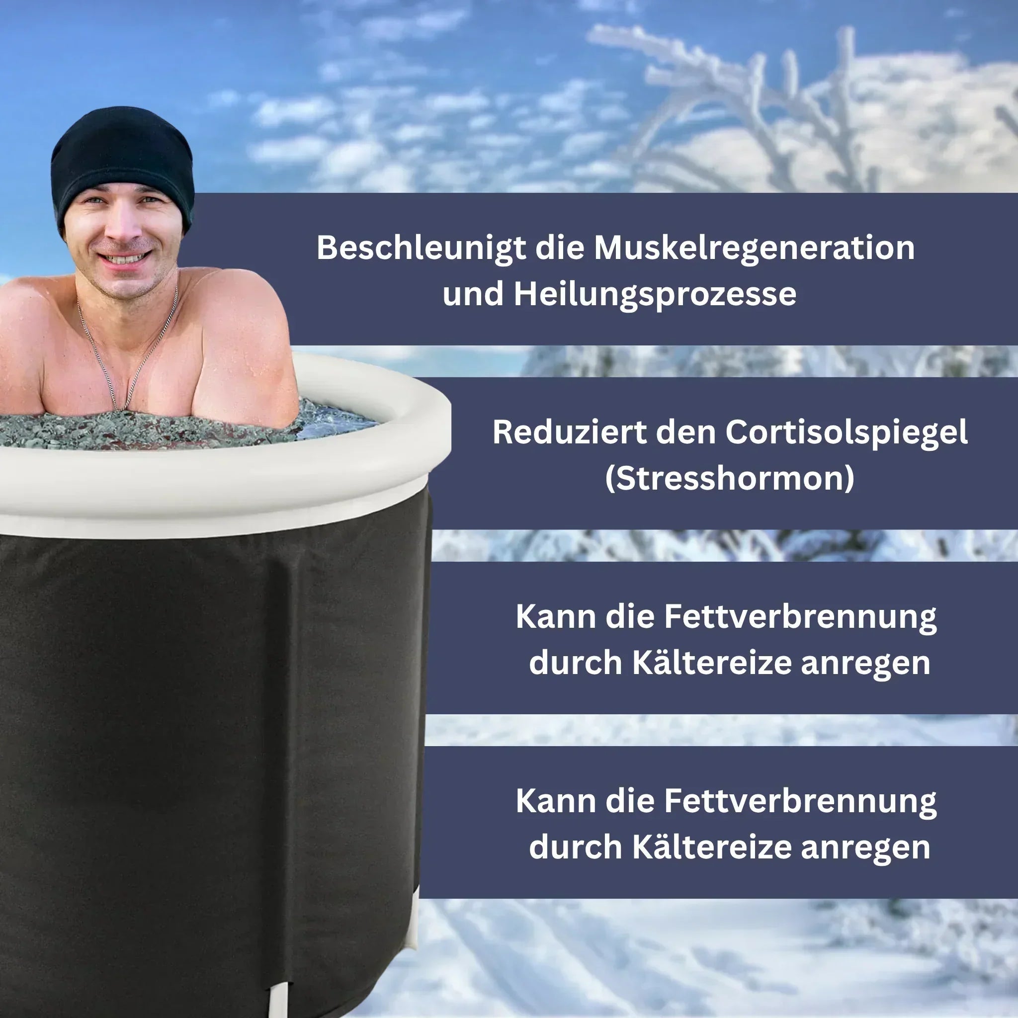 Hochwertiges Eisbad ColdZen 2.0 für Kältetherapie und Erholung, ideal für Sportler zur Muskelregeneration nach dem Training.