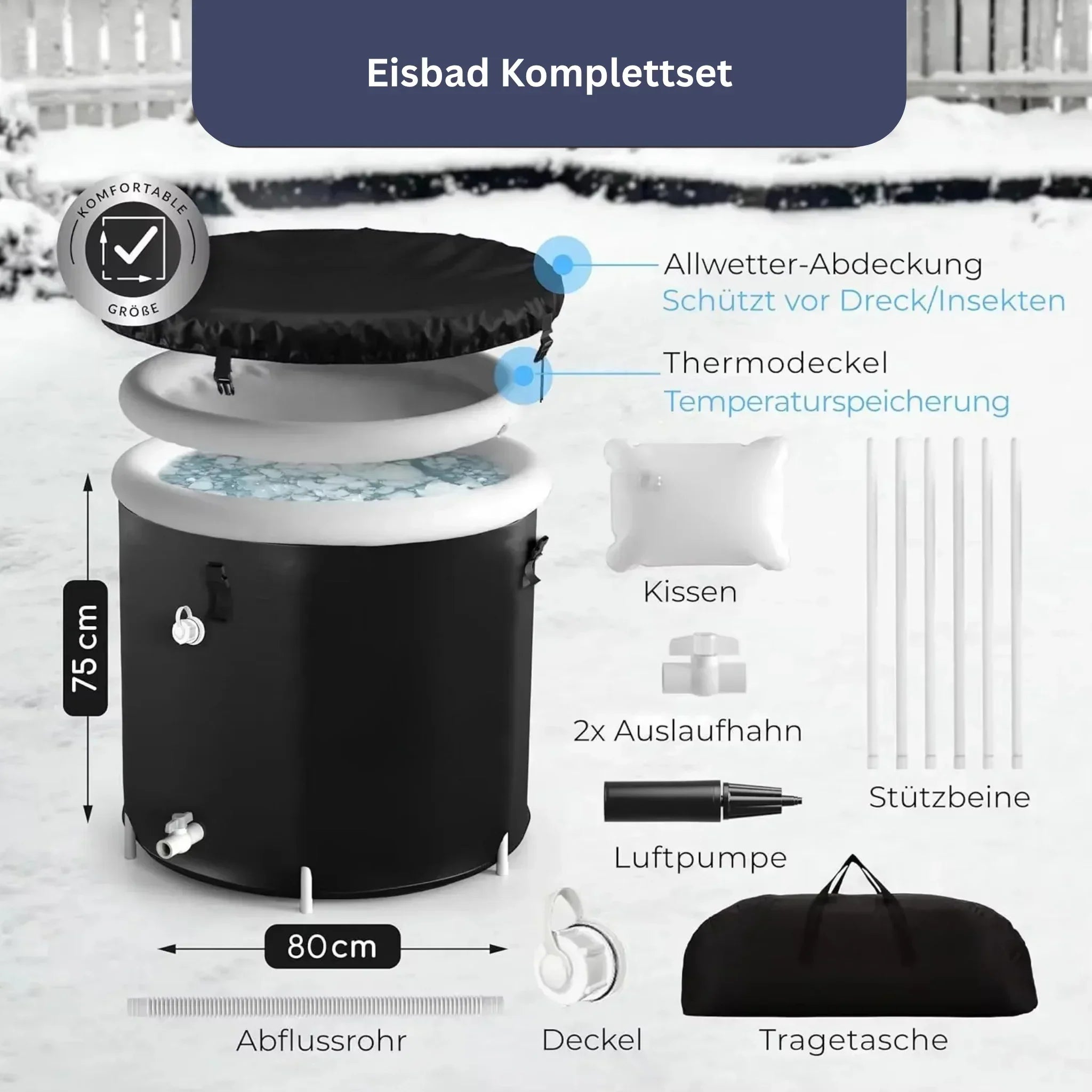 Hochwertiges Eisbad ColdZen 2.0 für Kältetherapie und Erholung, ideal für Sportler zur Muskelregeneration nach dem Training.