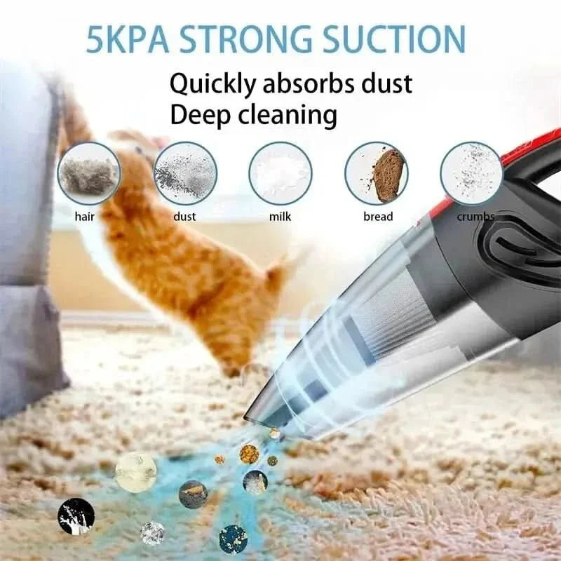 "Kabelloser, leistungsstarker 120W Handstaubsauger, schwarz, leicht, kompakt, ideal für flexible, gründliche Reinigung."
