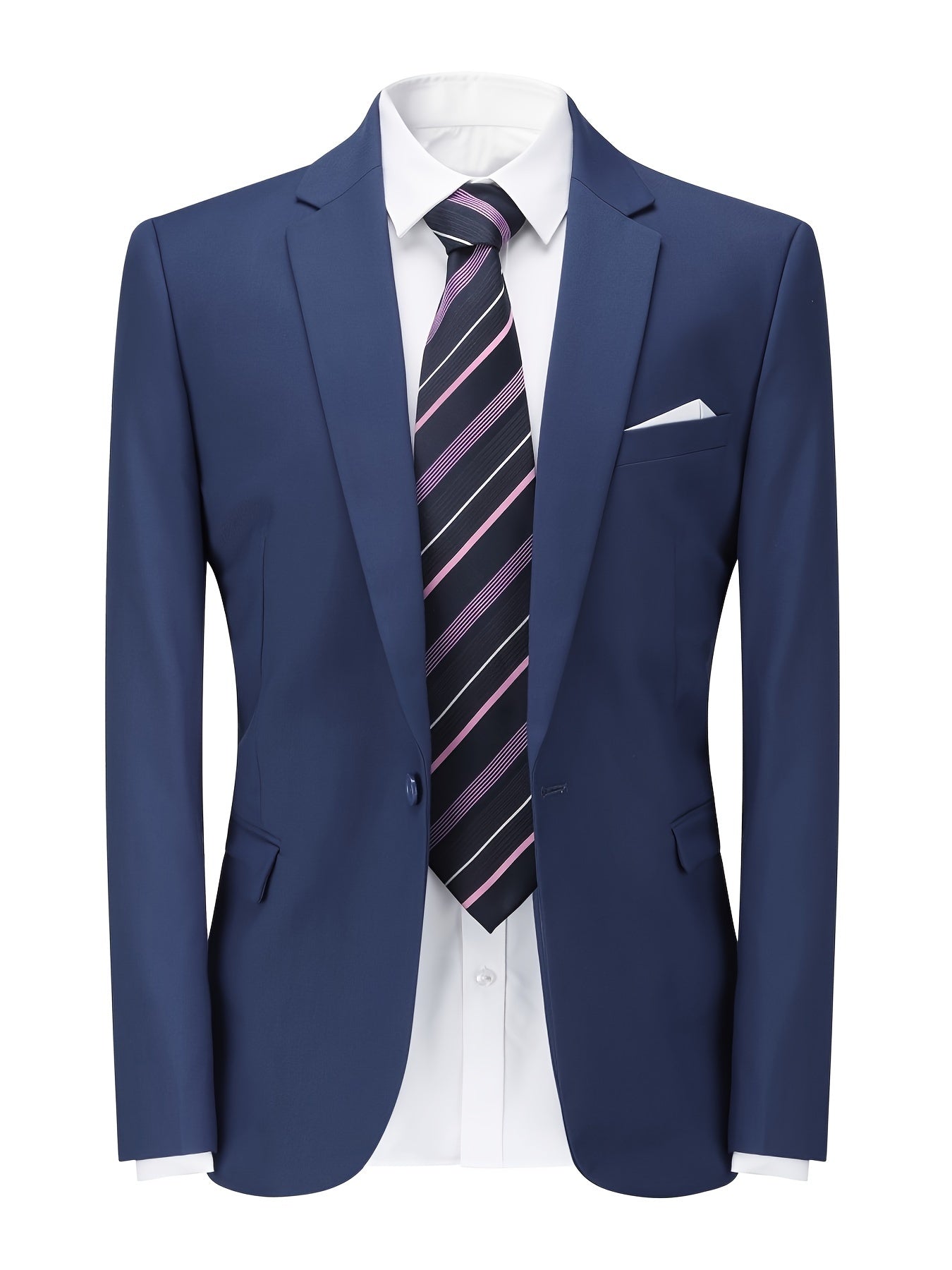 "Klassisches Herren Business-Sakko in Blau mit Reverskragen; eleganter Anzug für Büroauftritt, modern und komfortabel."