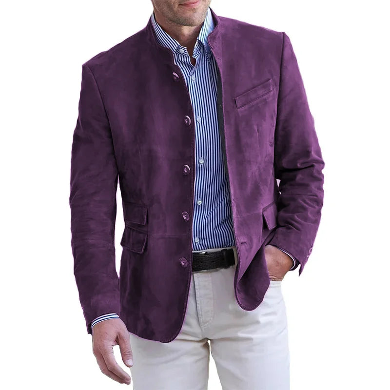 Klassisches Herrenjackett, warmes Synthetik-Mischgewebe, Regular Fit, elegante Details, ideal für Winter.