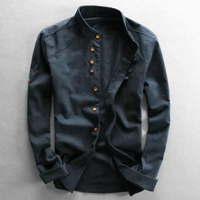 "Klassisches Katana Hemd, elegantes Design in Hellgrau, ideal für Frühling und Sommer, zeitloser Stil für jeden Anlass."