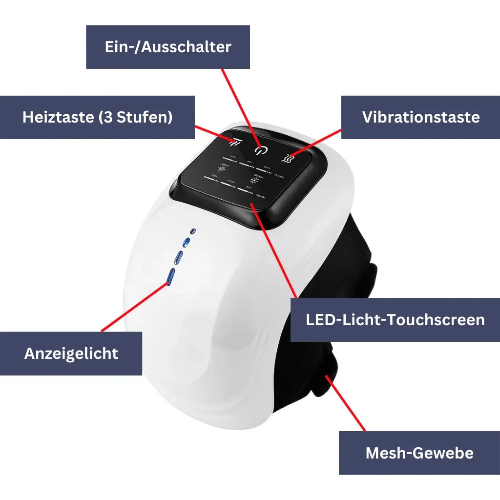 "Knie-Therapiegerät mit ergonomischem Design, schwarz, zur Schmerzlinderung durch Wärme- und Vibrationsfunktion"