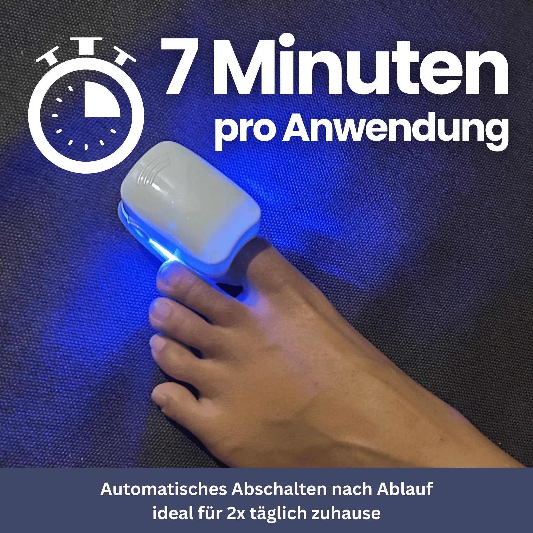 "Kompaktes NailClip Nagelpilztherapie-Gerät vorne, ideal für effektive Nagelbehandlung mit Phototherapie-Technologie."