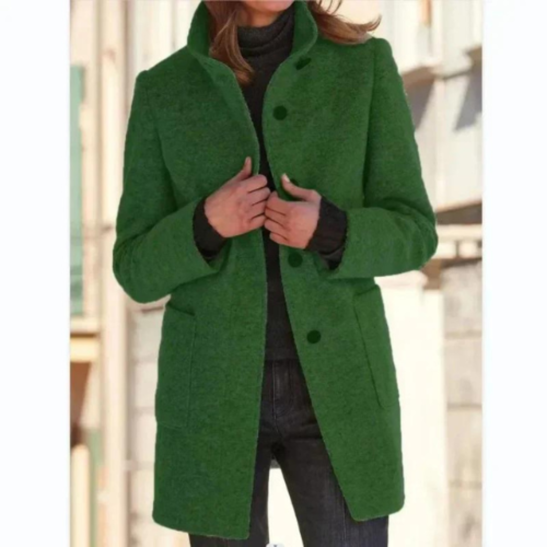 Kuscheliger Damen Winter Daunenmantel mit Knöpfen, lässiger Schnitt, hochwertige Daunenfüllung, in verschiedenen Farben.