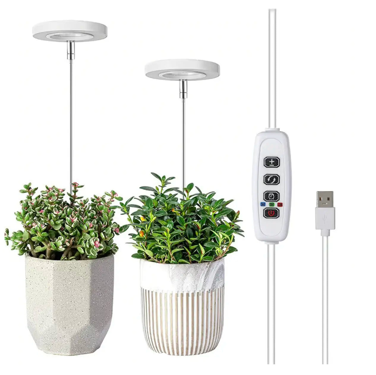"LED Pflanzenlampe mit Vollspektrumlicht und höhenverstellbarem Ständer für optimales Pflanzenwachstum."