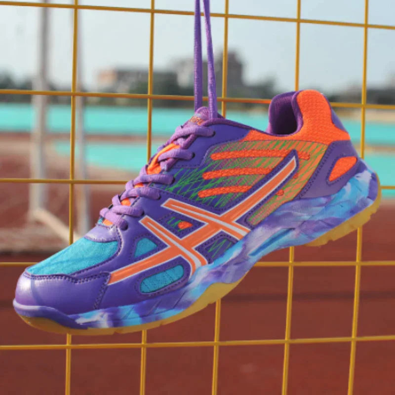 "Lila orthopädische Tennisschuhe für Damen, Stoßdämpfung, atmungsaktiv, maximaler Komfort und Schutz, Tennisleistung."