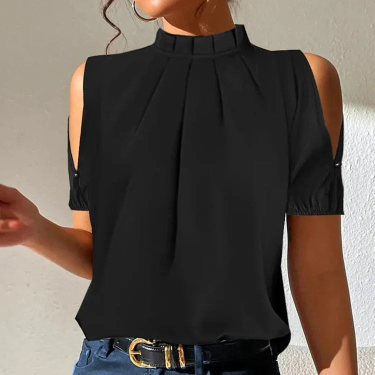 "Lässige Plissee-Bluse für Damen, ärmellos, aus Polyester und Baumwolle, vielseitig für jeden Anlass."