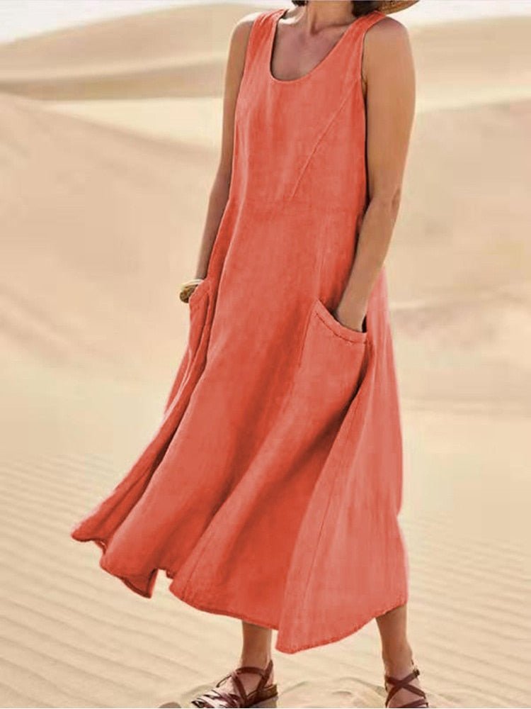 "Luftiges Maxikleid Damen, leicht und modisch, ideal für den Sommer, in verschiedenen Farben erhältlich."