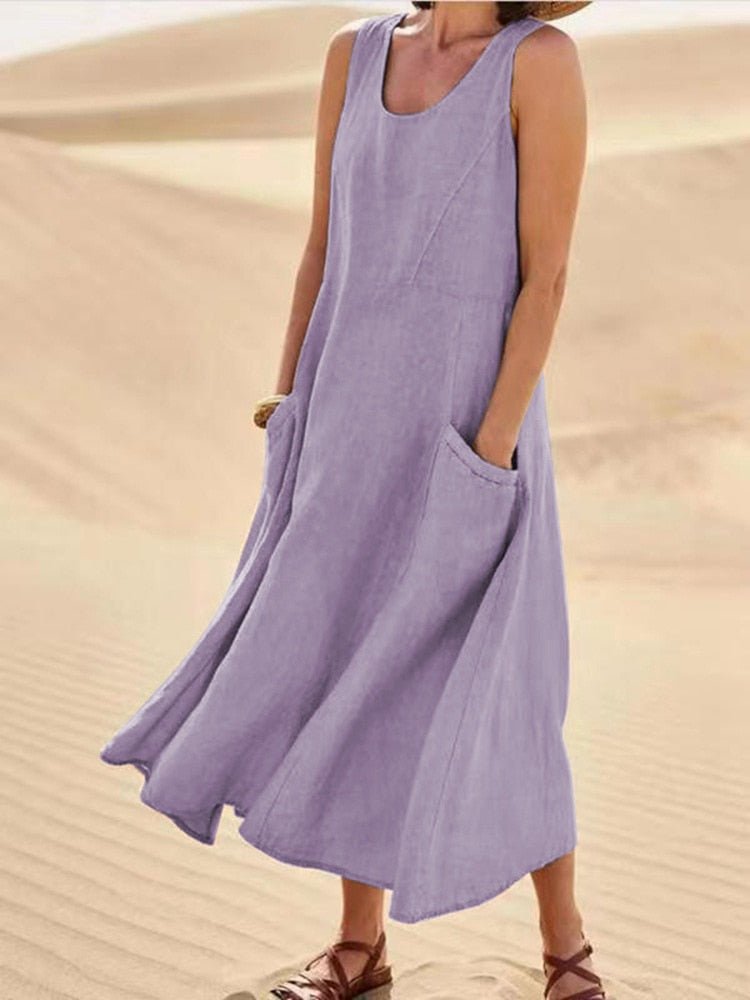 "Luftiges Maxikleid Damen, leicht und modisch, ideal für den Sommer, in verschiedenen Farben erhältlich."