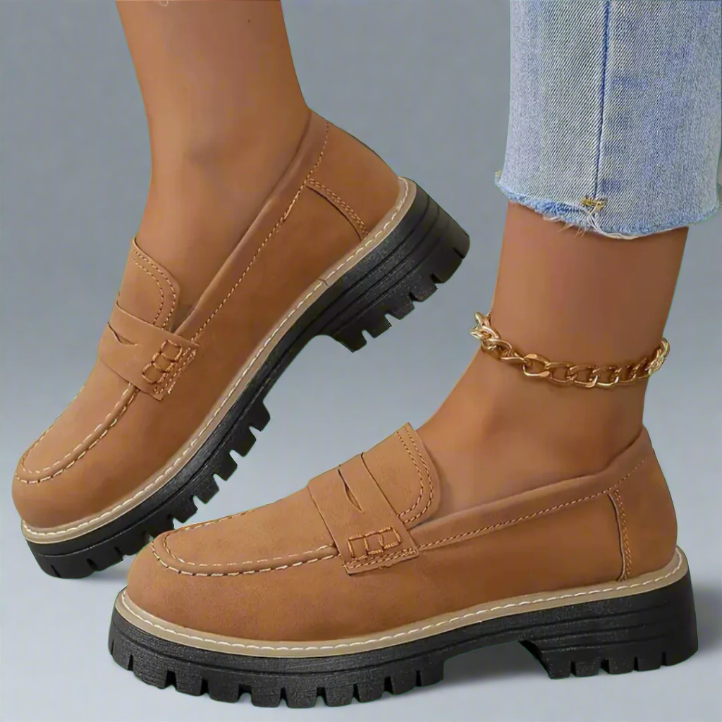Dame loafers i mørkebrunt