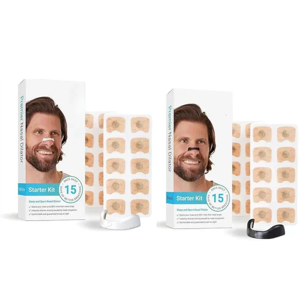 Magnetische Nasenstreifen auf hellem Hintergrund für bessere Atmung und Schlafkomfort, ideal bei Schnarchen und Allergien.