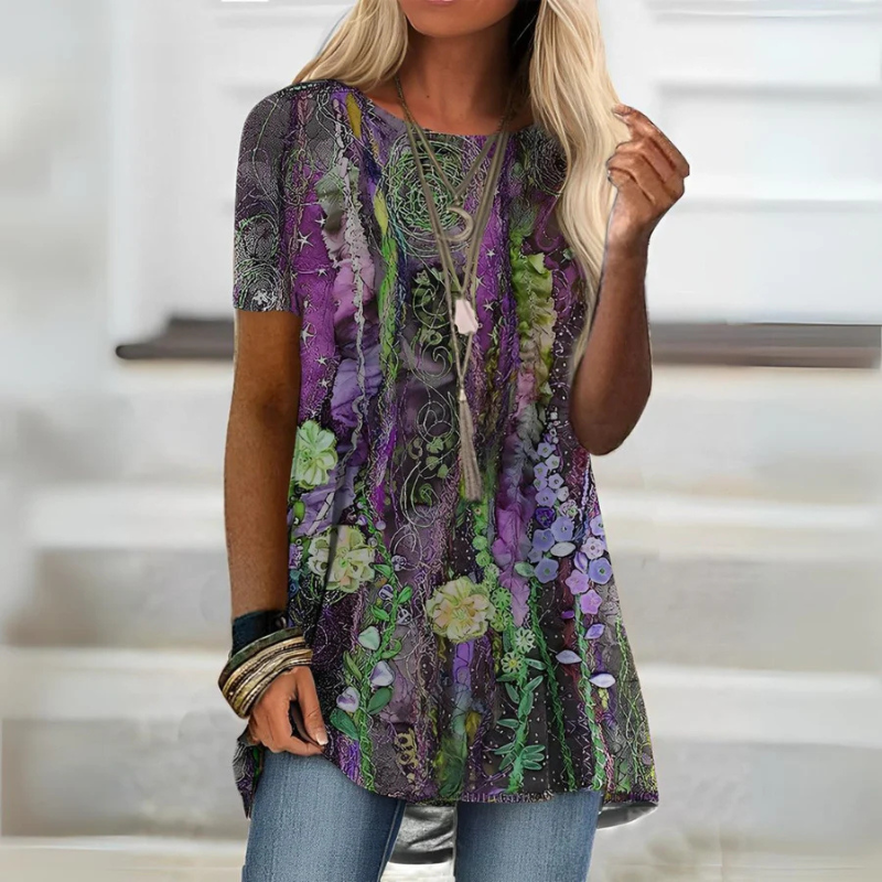 Flerfarget damebluse