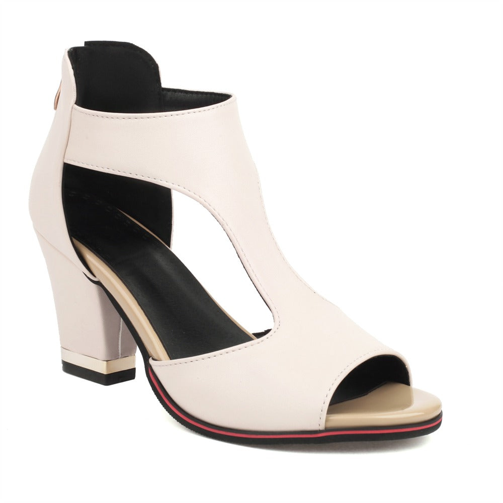 "Offene Damen Sandalen in Beige - Seitenansicht, sommerliches Design für Komfort und Stil, perfekt für warme Tage"
