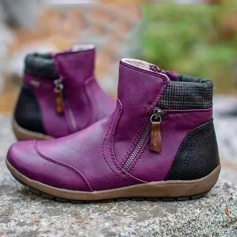 "Orthopädische Damenstiefel mit Reißverschluss, atmungsaktivem Obermaterial, ergonomischer Stütze und rutschfester Sohle."