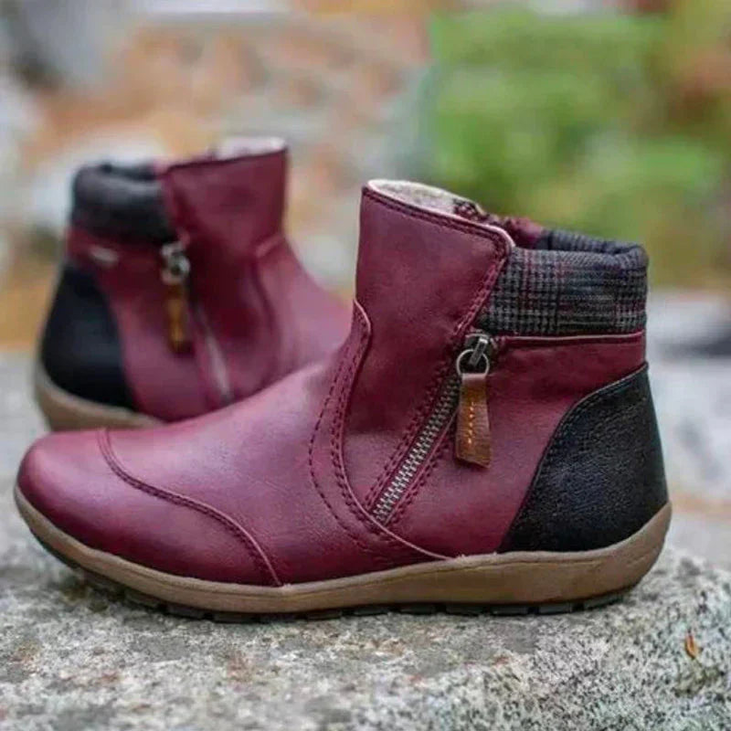 "Orthopädische Damenstiefel mit Reißverschluss, atmungsaktivem Obermaterial, ergonomischer Stütze und rutschfester Sohle."