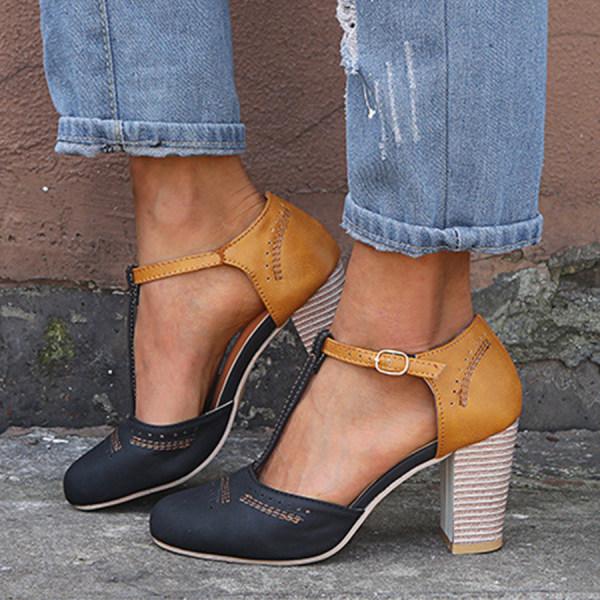 "Orthopädische High Heels Damen: Elegante, komfortable Schuhe mit breiter Sohle, erhältlich in Blau, Grau, Schwarz."