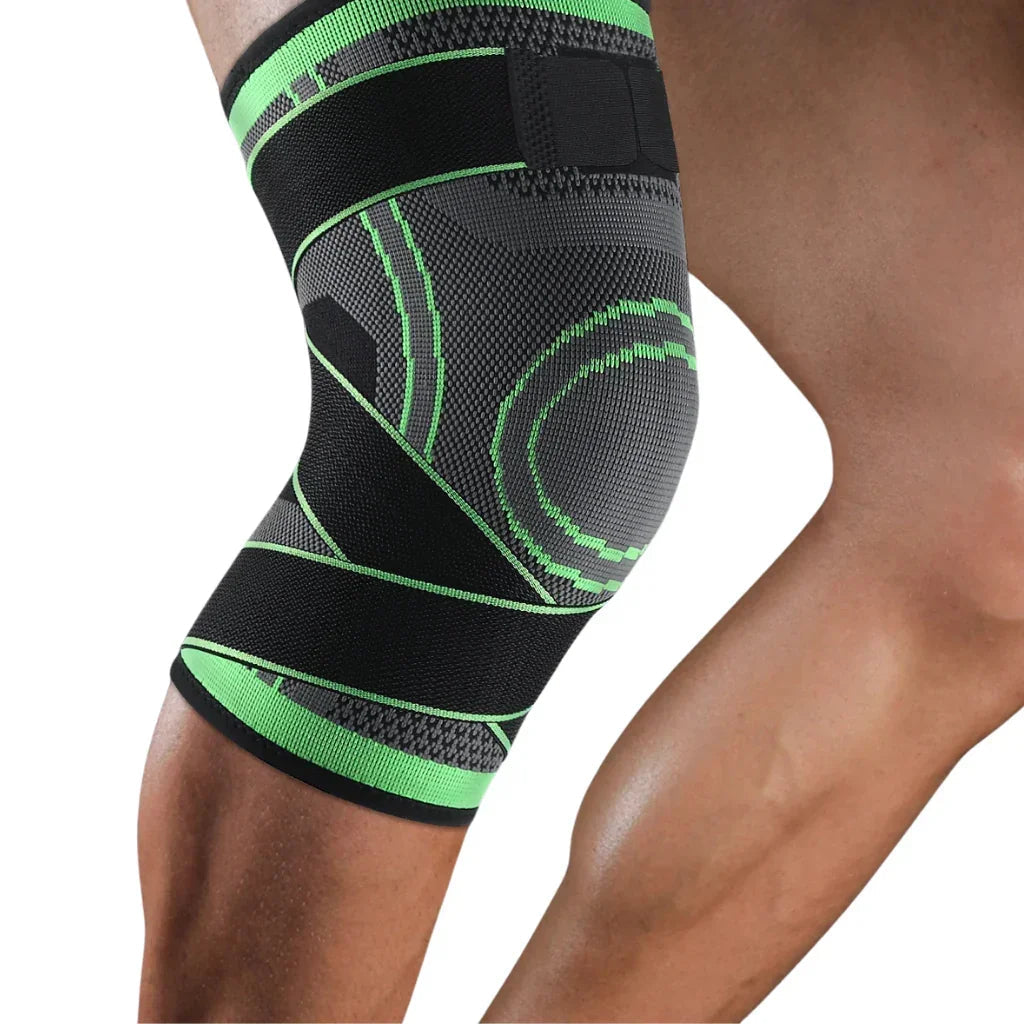 "Orthopädische Kniebandage, atmungsaktiv, flexibel, bietet Kompression und Unterstützung, ideal für Sport und Alltag."