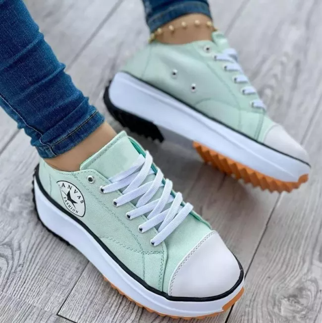 "Orthopädische Schnürschuhe, atmungsaktiv, in Gelb, Grün, Rosa, Schwarz, Weiß, rutschfest, mit dicker Sohle."