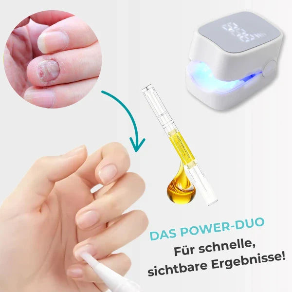 "RevitaNail Nagelpilz Therapie, klare Flüssigkeit, hellblaues Etikett, effektive Nagelpflege, fördert gesundes Wachstum"
