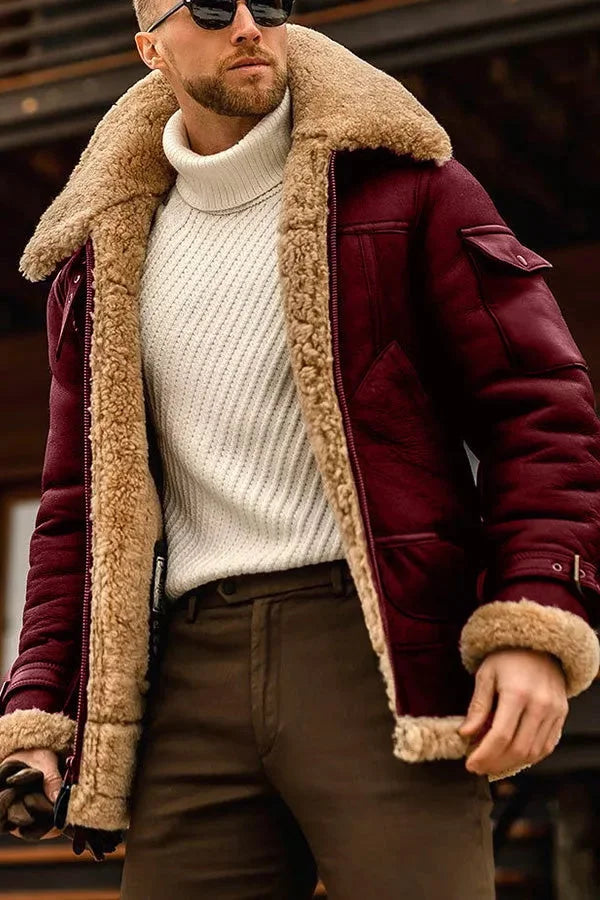 "Robuste Herren Winterjacke, Vintage-Look, warme Innenausstattung, Kunstfellkragen, stilvolle Taschen, optimaler Kälteschutz.