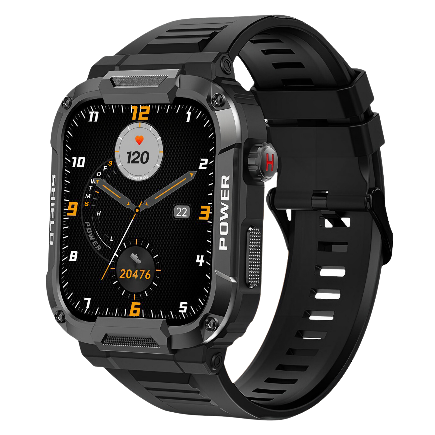Robuste Smartwatch mit langer Akkulaufzeit in Schwarz, ideal für Sportler, bietet nahtlose Konnektivität und Fitness-Tracking