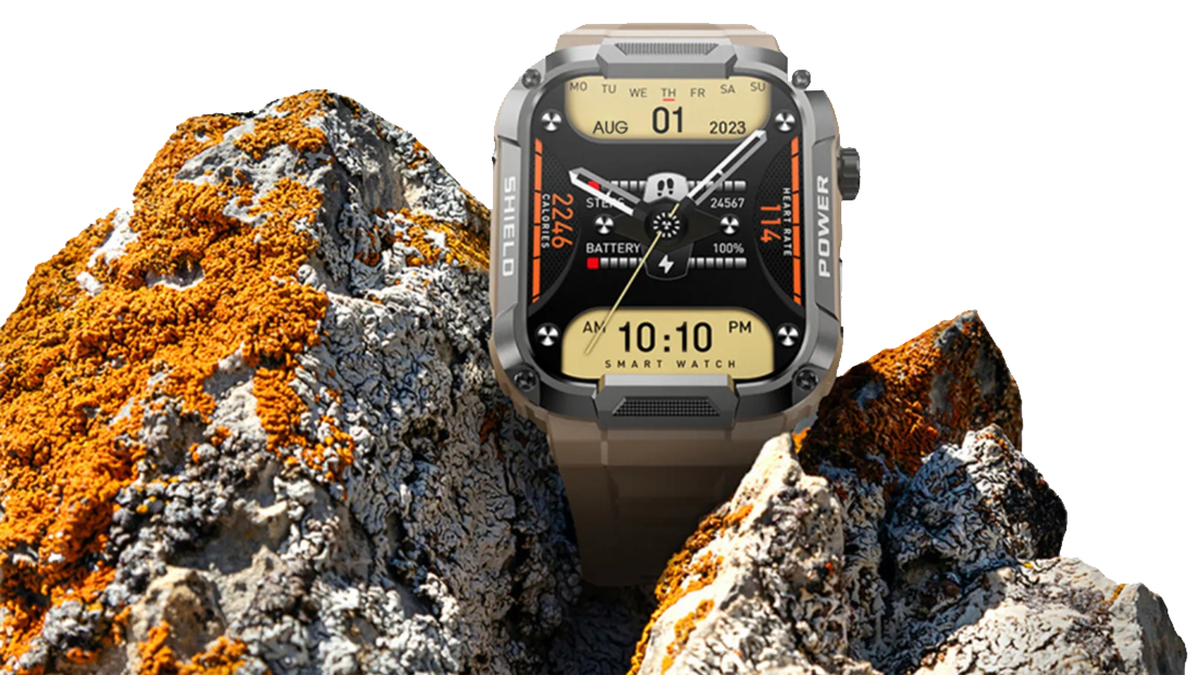 Robuste Smartwatch mit langer Akkulaufzeit in Schwarz, ideal für Sportler, bietet nahtlose Konnektivität und Fitness-Tracking