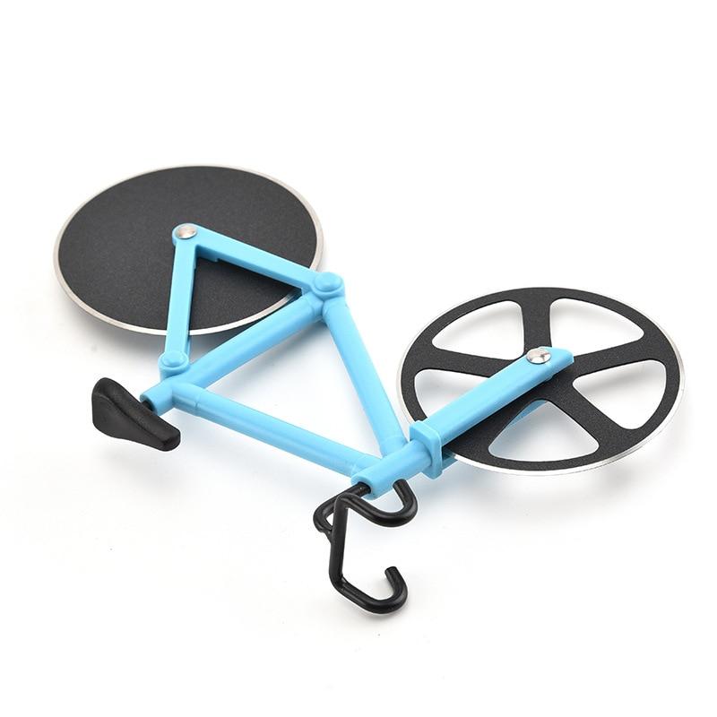 "RollCut Fahrrad-Pizzaschneider mit Edelstahlklingen und einzigartigem Design, farbenfrohes Mini-Fahrrad-Look."