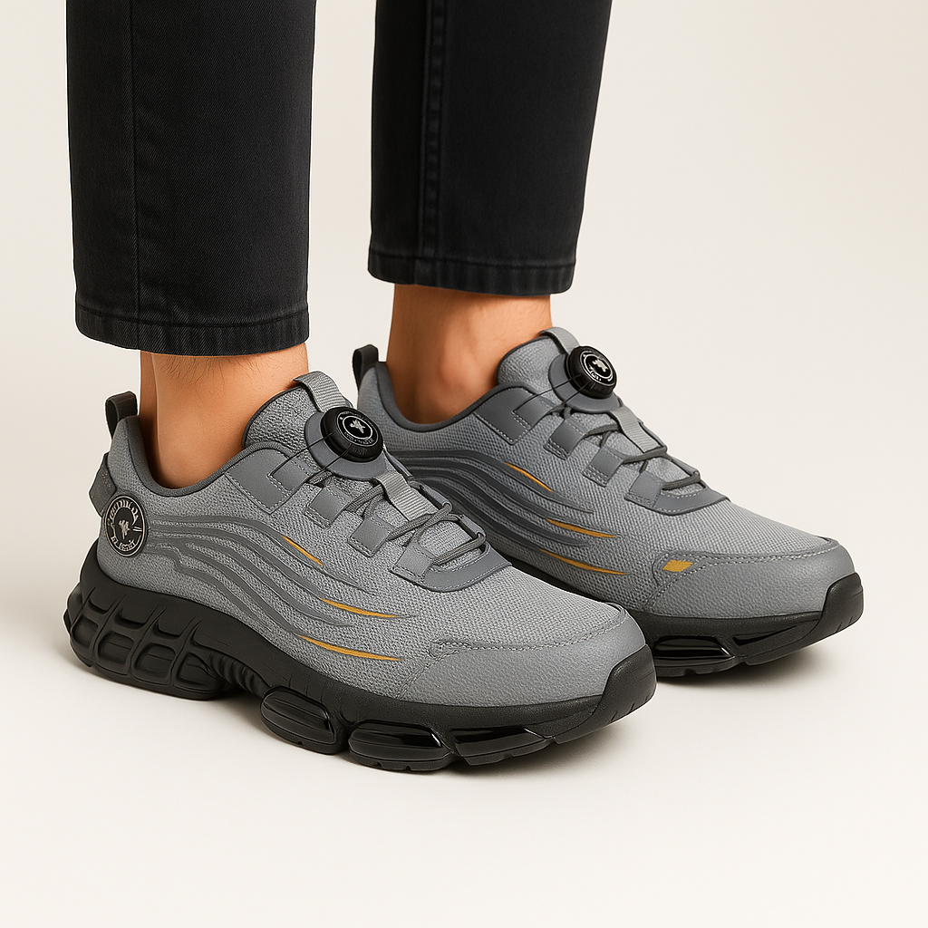 S3 Sicherheitsschuhe für Herren, schwarz-grau, ergonomisch, wasserfest, rutschhemmend, stoßdämpfende Sohle für Komfort.