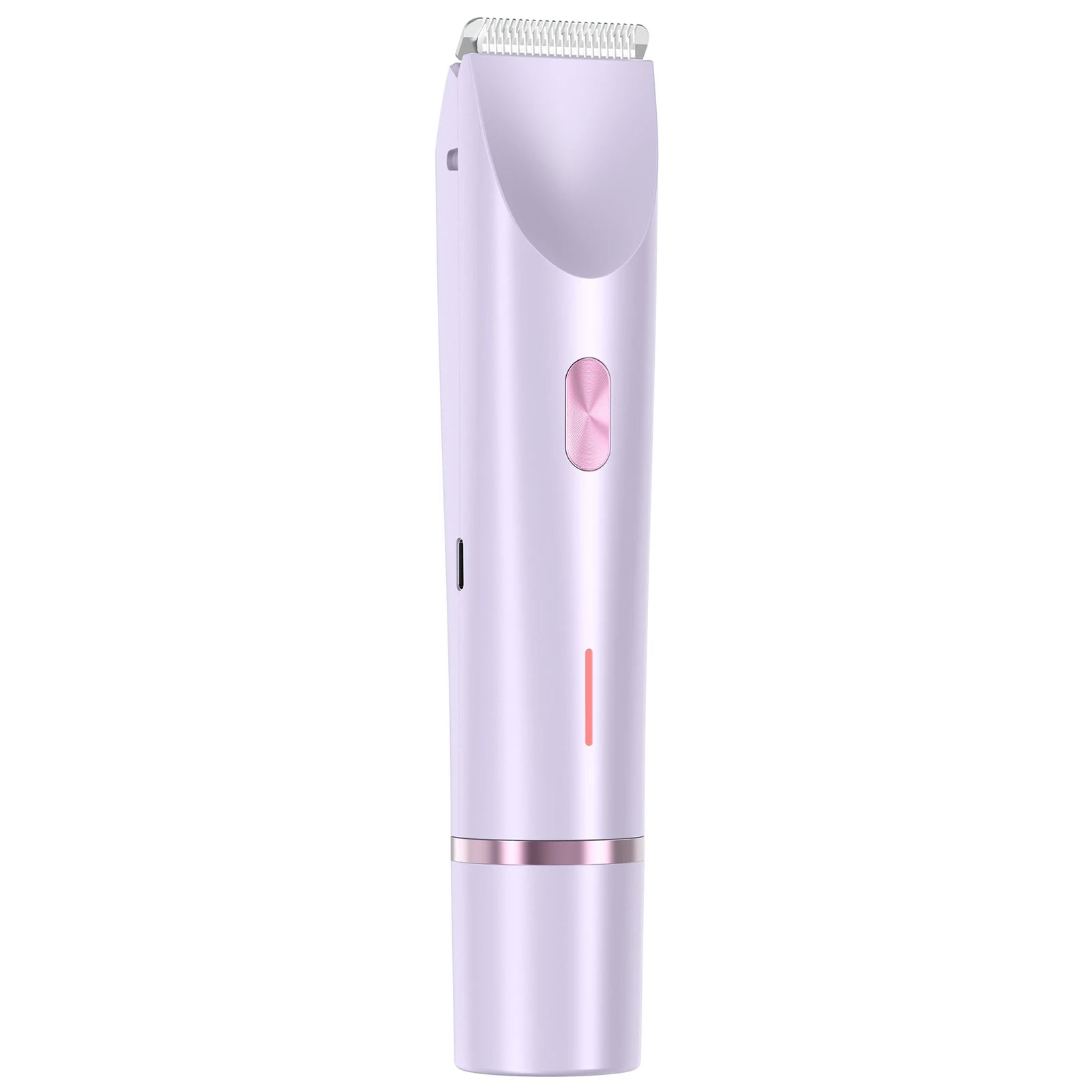 "Sanfter elektrischer Haartrimmer für Frauen, weiß-rosa Design, kabellos, doppelte Rasierköpfe, optimal für sensible Haut."