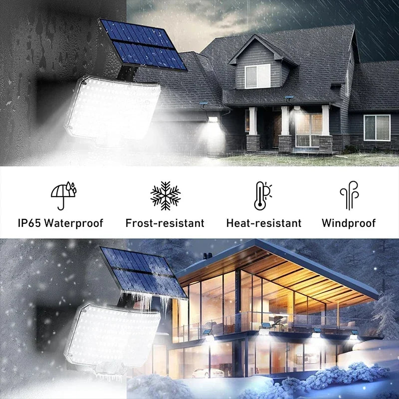 Solar Außenstrahler mit 234 ultrahellen LEDs, Bewegungssensor, solarbetrieben, wetterfestes Design für effektive Ausleuchtung