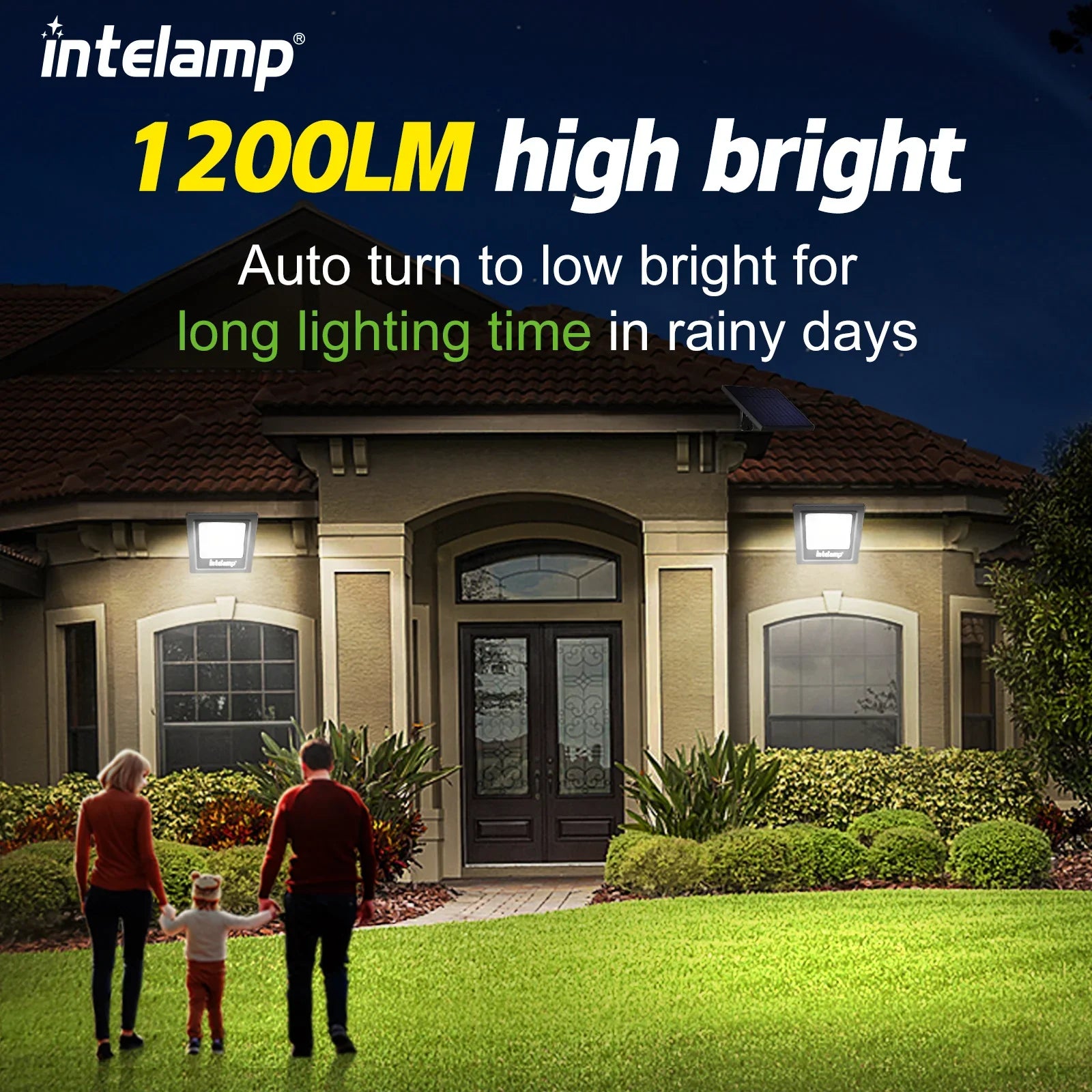 Solar LED Sicherheitsstrahler 1200LM, wetterfest IP65, für Außenbereiche, elegant und funktional, ideal für Gartenbeleuchtung