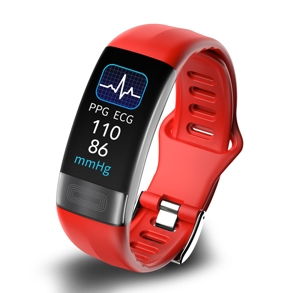 Stilvolle Smartwatch mit Silikonband, bietet EKG, Blutdruck- und Herzfrequenzüberwachung, ideal für Gesundheitsbewusste.