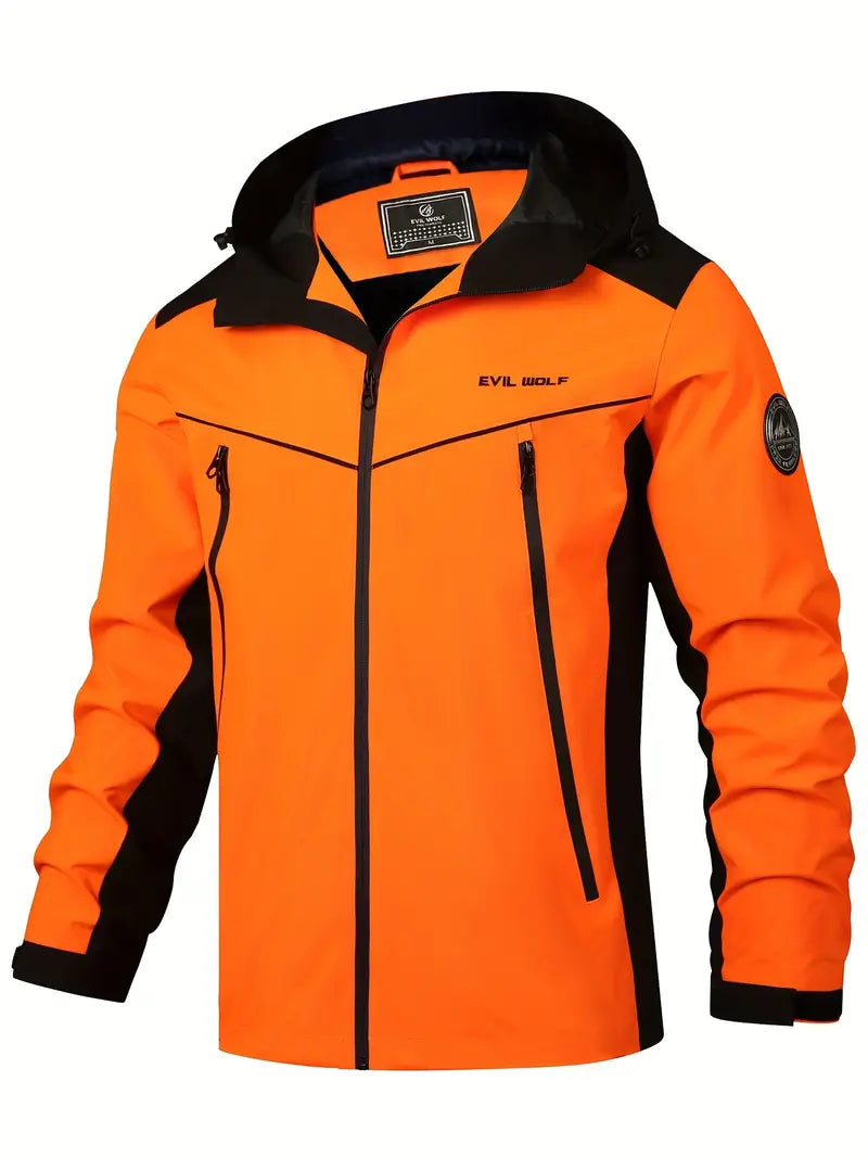 "Wasserdichte Outdoor-Jacke mit reflektierendem Design, verstellbarer Kapuze und atmungsaktiven Materialien für Outdoor-Aktiv