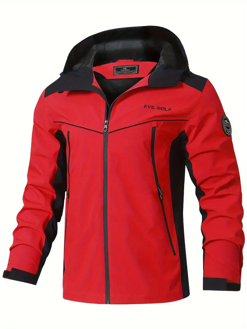 "Wasserdichte Outdoor-Jacke mit reflektierendem Design, verstellbarer Kapuze und atmungsaktiven Materialien für Outdoor-Aktiv