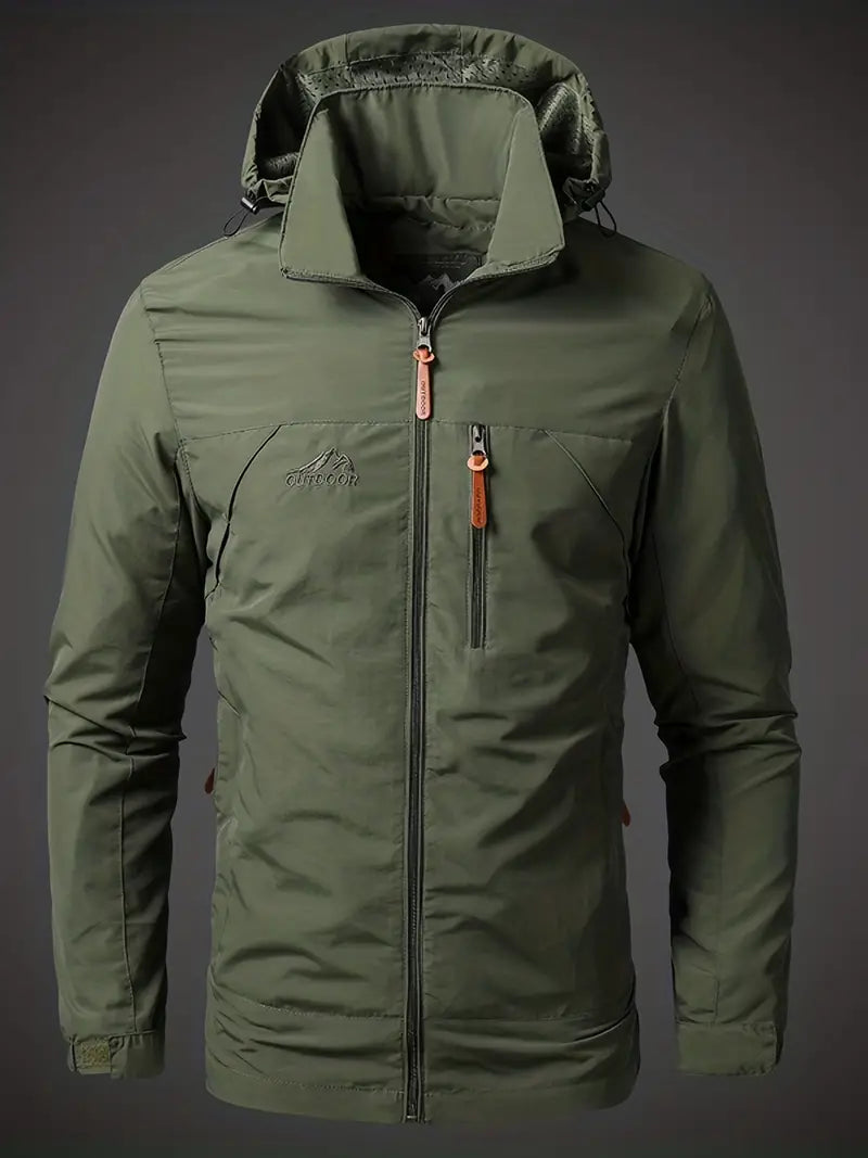 "Wasserdichte, winddichte Herren-Outdoorjacke: modern, atmungsaktiv, ideal für jeden Wettertyp."