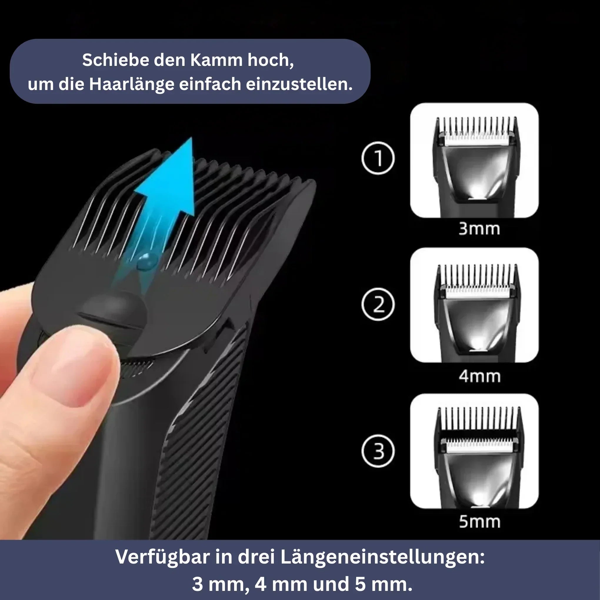Wasserdichter Männertrimmer mit Doppelklingen, ergonomisches Design, für präzise, sanfte Haarentfernung; ideal für Dusche.