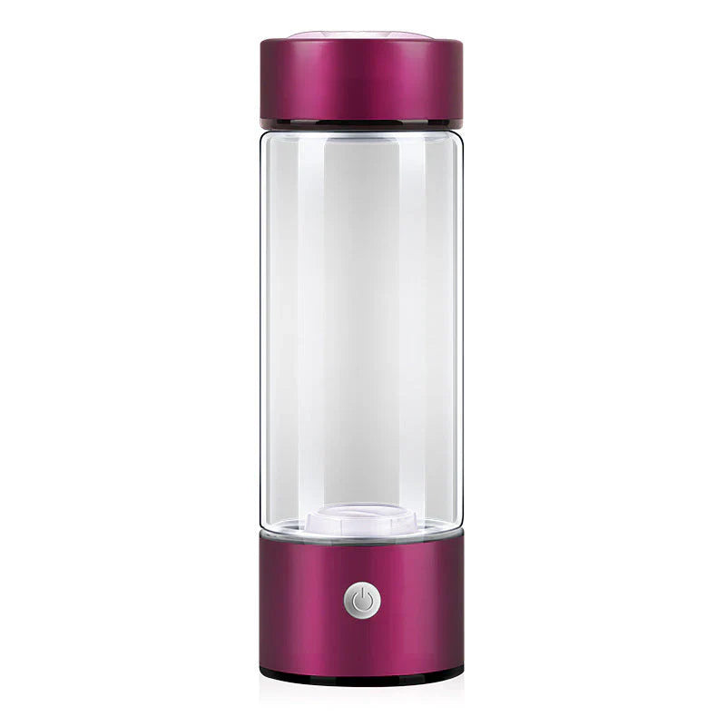 "Wasserstoff-Wasserflasche USB aus Borosilikatglas in Blau, für optimale Hydratation und antioxidative Vorteile, stilvoll und