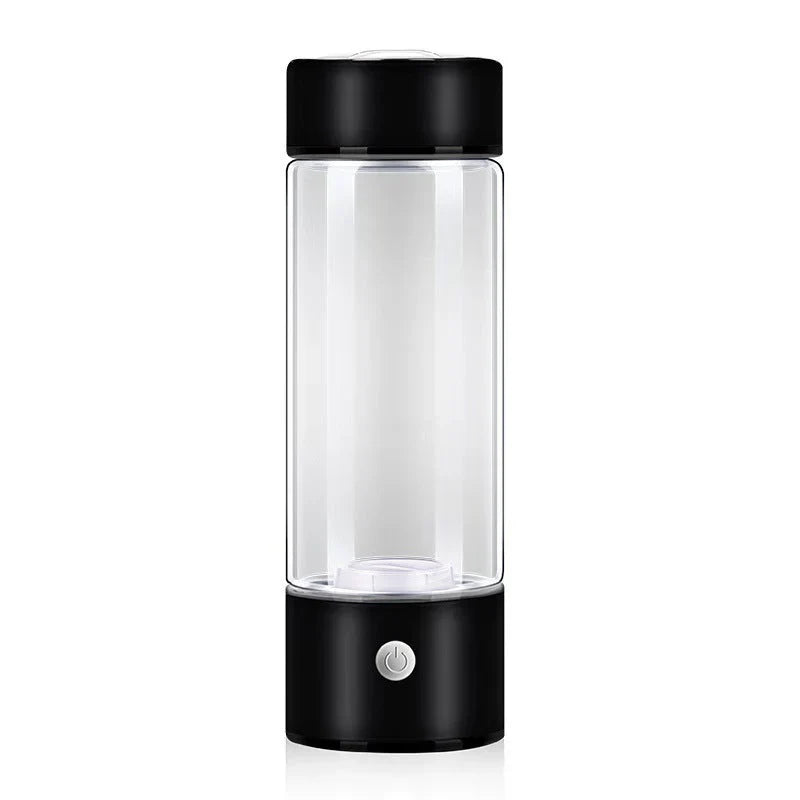 "Wasserstoff-Wasserflasche USB aus Borosilikatglas in Blau, für optimale Hydratation und antioxidative Vorteile, stilvoll und