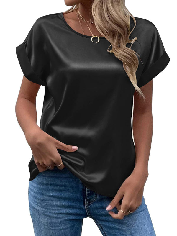 "Weißes Damen Sommertop, lässiger Stil, kurze Ärmel, schmeichelnde Passform, vielseitig für Sommeroutfits."