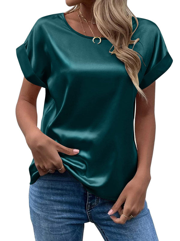 "Weißes Damen Sommertop, lässiger Stil, kurze Ärmel, schmeichelnde Passform, vielseitig für Sommeroutfits."