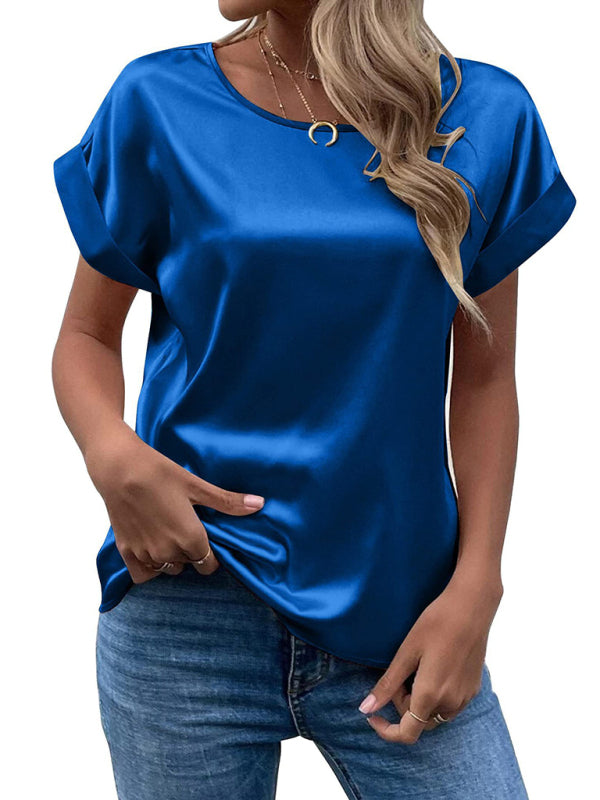 "Weißes Damen Sommertop, lässiger Stil, kurze Ärmel, schmeichelnde Passform, vielseitig für Sommeroutfits."
