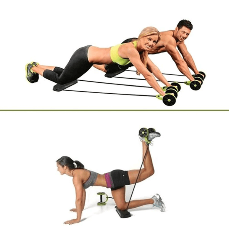 Ab Roller treningsutstyr som isolerer magemusklene for en intens og målrettet trening.