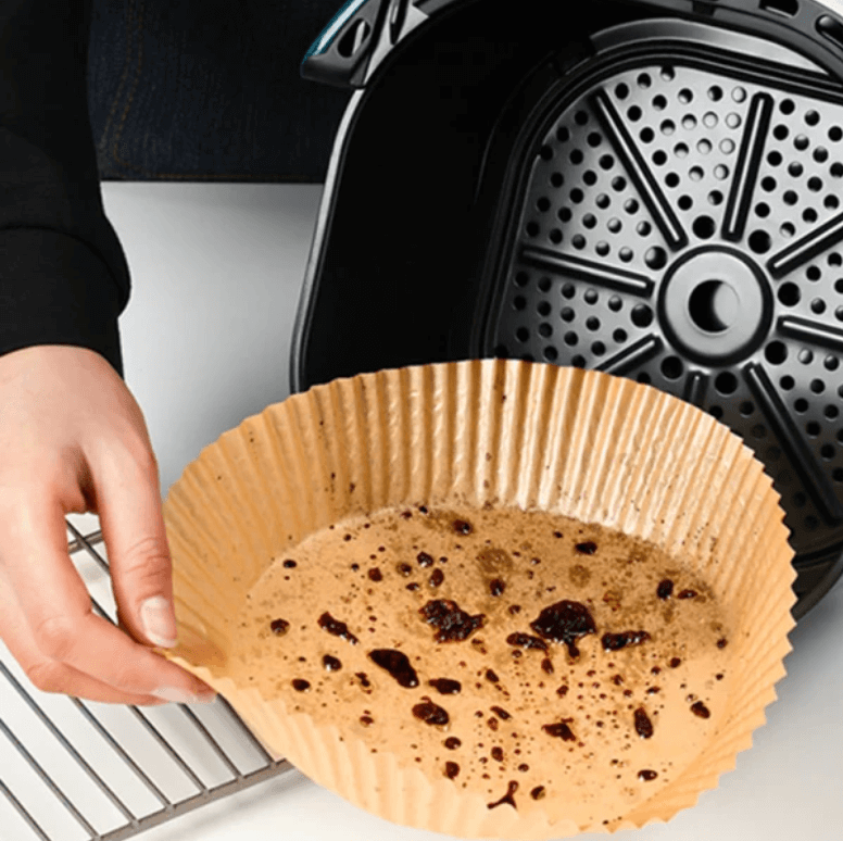 Runde engangs bakepapirinnlegg for enkel rengjøring av airfryer (50 stk.)