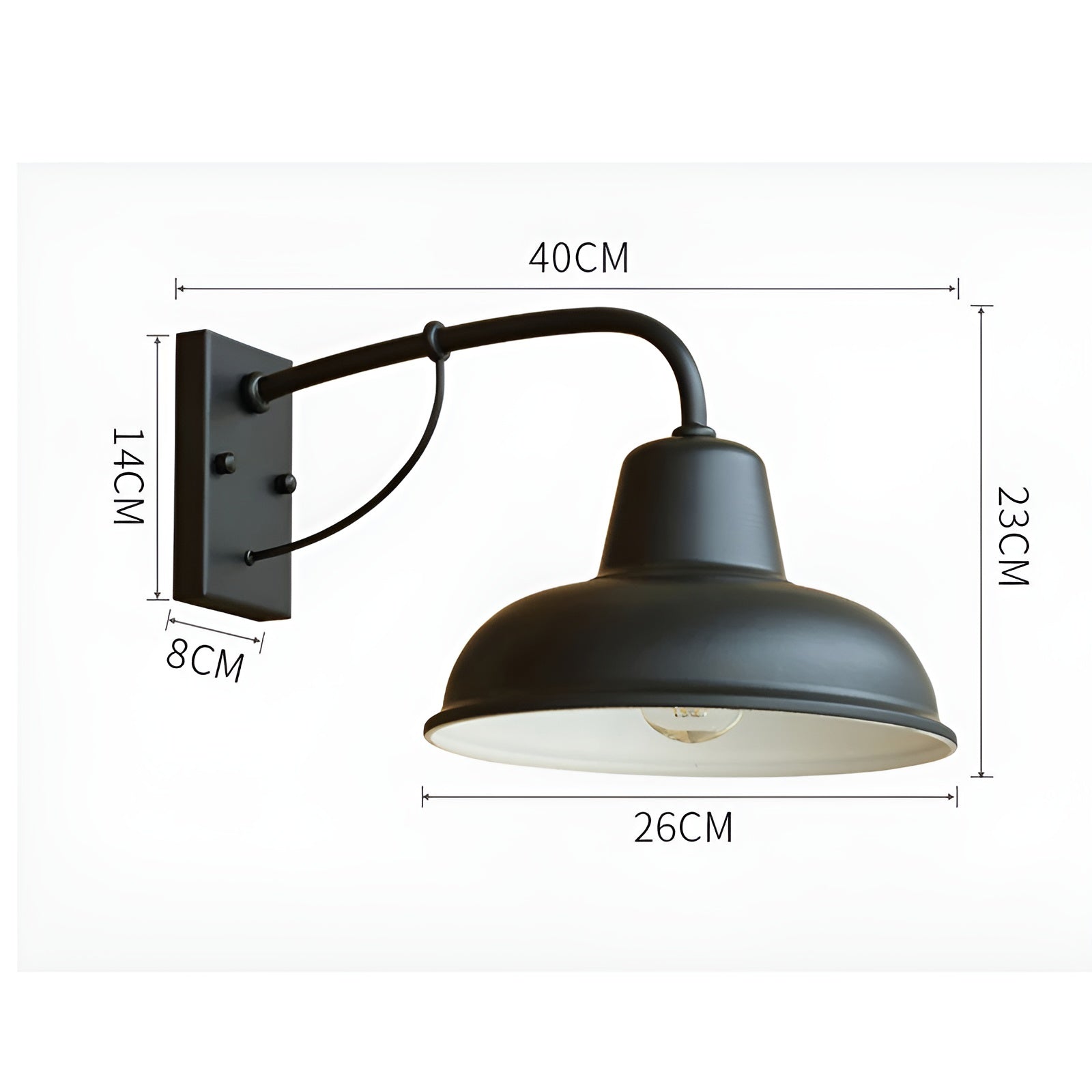 Allsidig antikk vegglampe, industriell stil. Ideell for innendørs og utendørs bruk. Skaper unik atmosfære.
