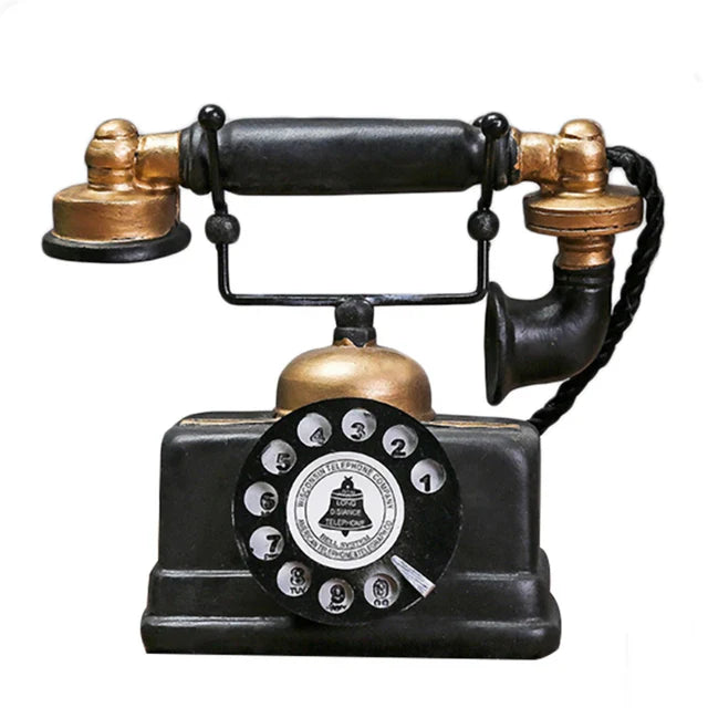 Antikk telefon dekorasjon i retro stil, ideell for vintage hjemmeinnredning. Laget av harpiks.